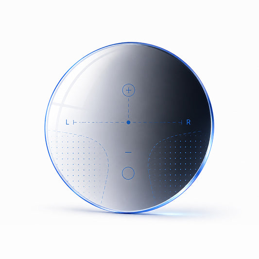 Lente progressiva Essilor Varilux XR Design con tecnologia avanzata per una visione fluida e naturale a tutte le distanze, rappresentata con schema tecnico delle aree di progressione.