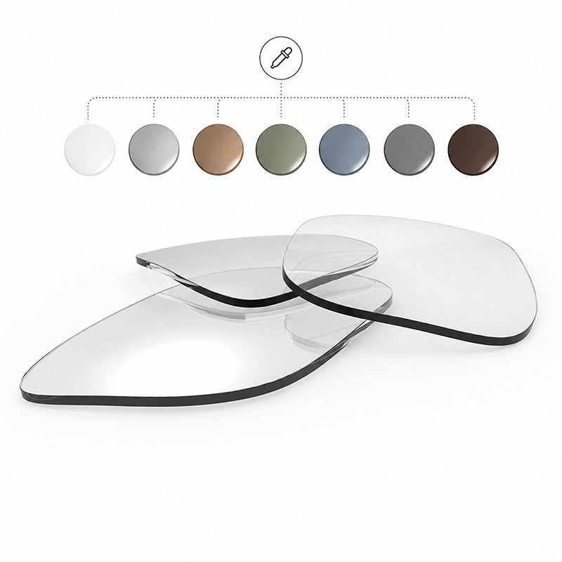 Lenti monofocali graduate con colorazione personalizzabile disponibili in diverse tonalità, ideali per creare occhiali da sole graduati su misura.