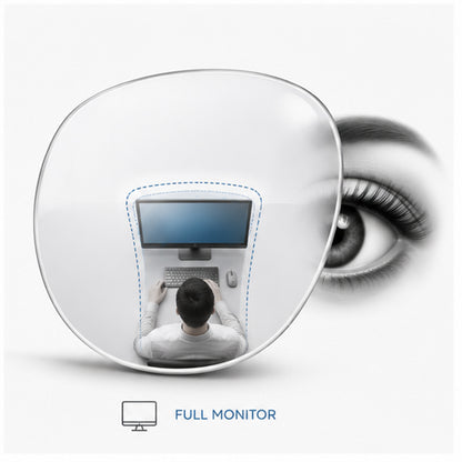 Lente progressiva Full Monitor ottimizzata esclusivamente per lo schermo del computer, con ampio campo visivo dedicato al monitor e massimo comfort durante il lavoro digitale.