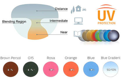 Lente progressiva per occhiali da Sole con colorazioni Classiche